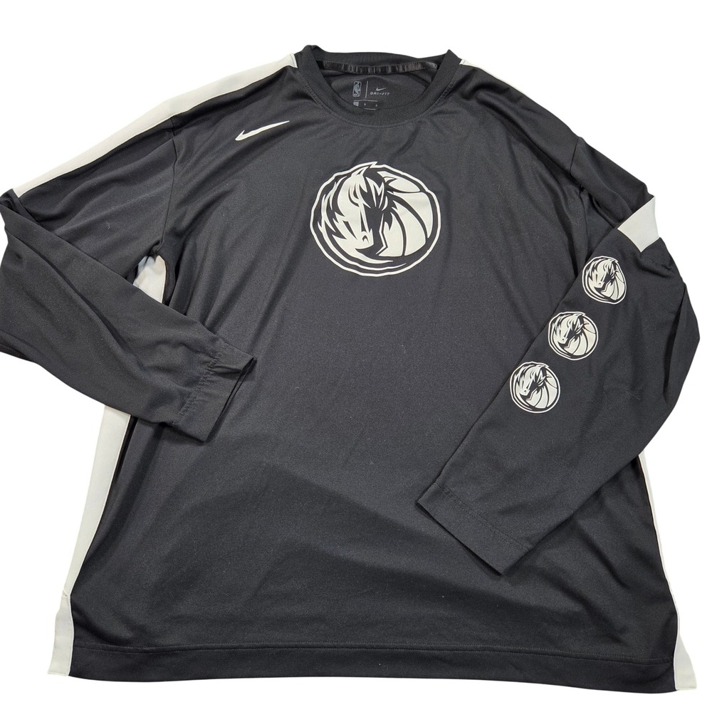Dallas Mavericks Shooting Shirt Mens Large Black Nike Dri-FIT Long Sleeve NBA